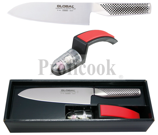 Global G46 Santoku + Minosharp whetstone