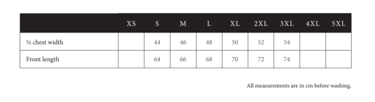 Size chart