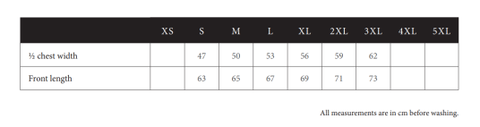 Size chart