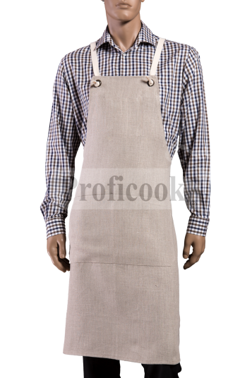 Bib apron with cloth straps