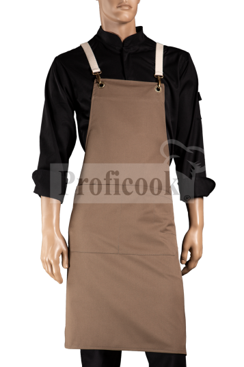 Bib apron with cloth straps