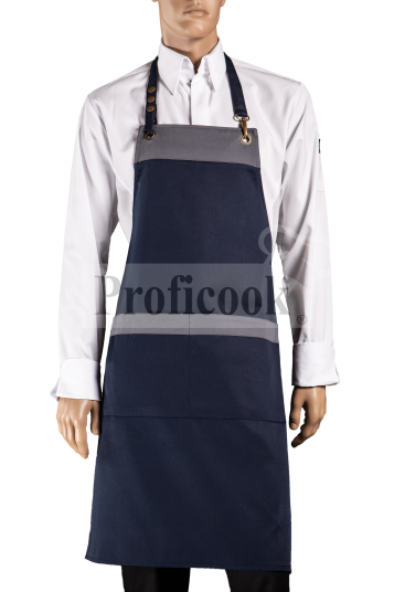 Bib apron with colored hem