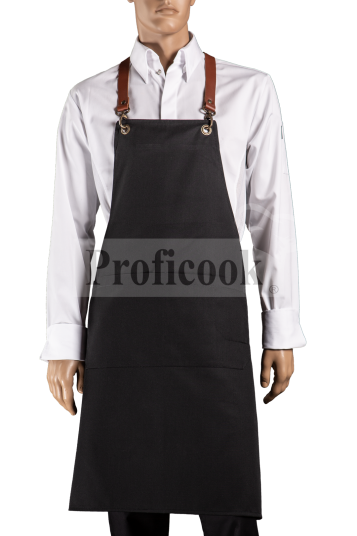 Bib apron with leather straps