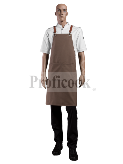 Bib apron with leather straps