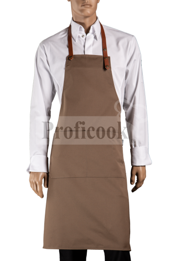 Bib apron + leather neck and waist strap