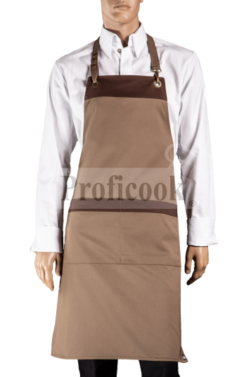 Bib apron with colored hem