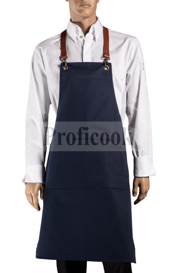Bib apron with leather straps