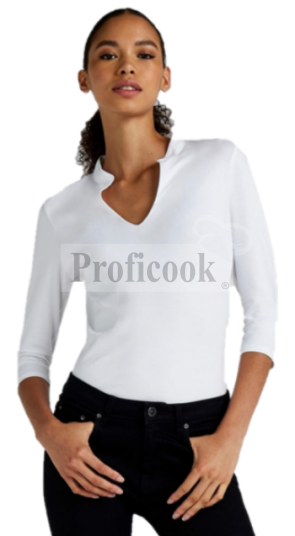 Women's 3/4-sleeve T-shirt with a mandarin collar