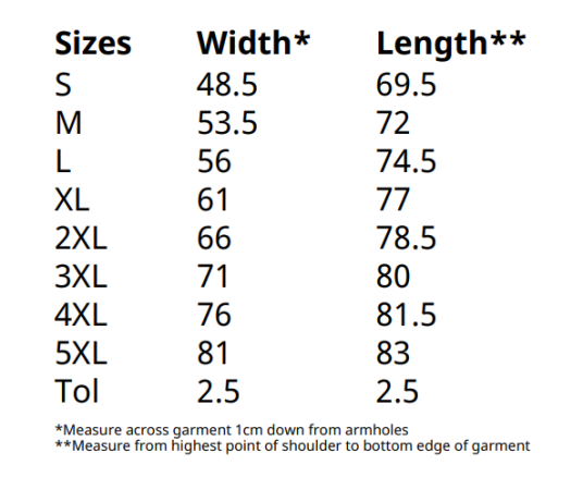 Size chart