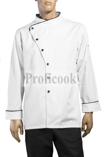 Single breasted chef jacket with oblique cut