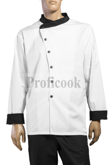 Single breasted chef jacket with oblique cut