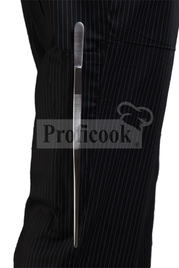 Black chef trousers with grey stripes