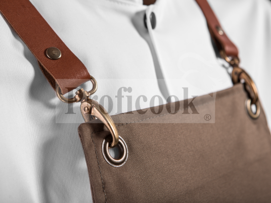 Bib apron with leather straps