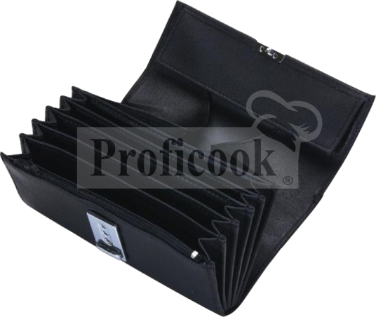 Leather waiter wallet with 5 compartments