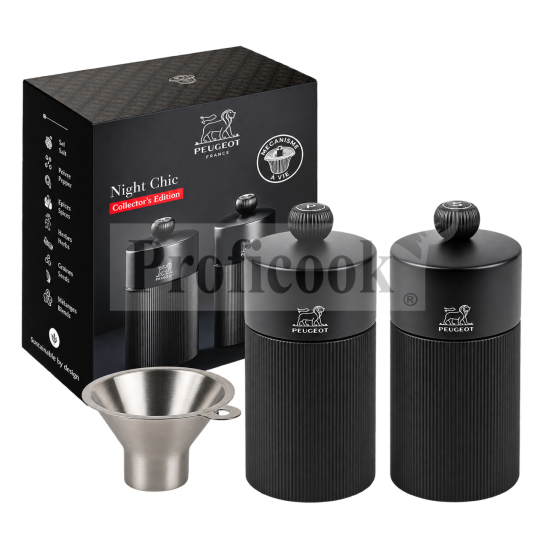 Line Zirlion salt and pepper mill set, 12 cm, carbon + spice funnel