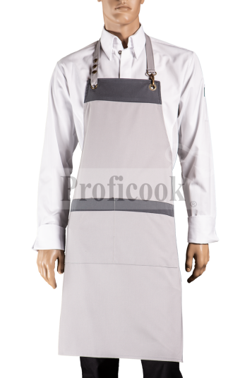 Bib apron with colored hem