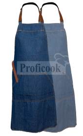 DENIM Apron with bib with leather straps