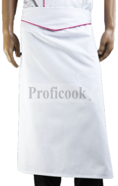 Apron with a decorative flap and hem
