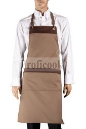 Bib apron with colored hem