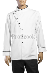 Single breasted chef jacket with oblique cut