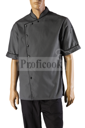 Single breasted dark grey chef jacket with poppers and side ventilation