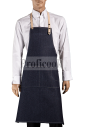 DENIM bib apron + leather straps