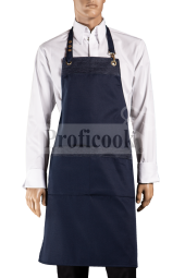 Bib apron with denim decoration